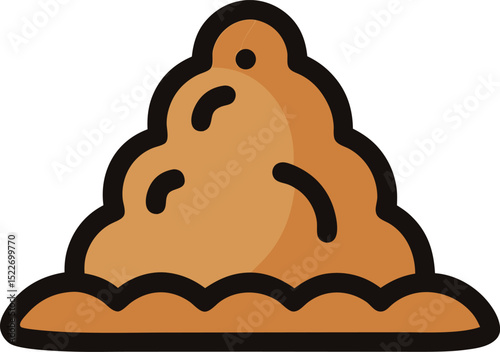 Soil Pile Icon:
"Minimal vector icon of a small pile of soil, black outline, clean line art, gardening theme"
