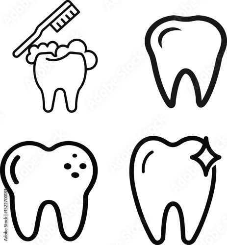 Teeth icon sheet vector illustration on transparent background.