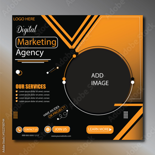 digital marketing agency grow you business with us social media post vector design template