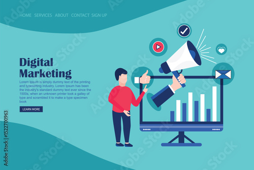 Digital marketing concept landing page