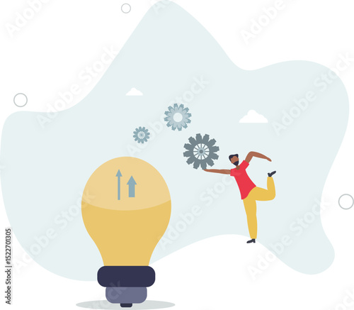 Process improvement, adjustment to improve efficiency or productivity, project progress or development to increase performance concept. character life .