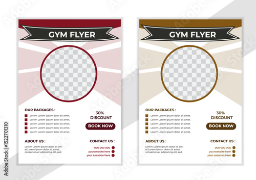 Bodybuilding fitness gym flyer poster design template. Gym/ fitness flyer template, social media post, web banner with clean and modern layout.Gym flyer design template. Flyer, social media post .