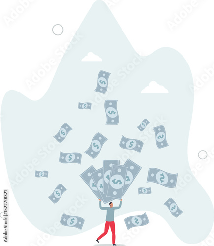 Earn money make profit from investment, savings, income or salary increase, get rich and earn more wealth concept. character life .