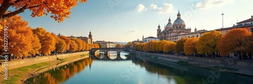 Sun-drenched Seville, Andalucia Iconic architecture, vibrant orange trees, and the Guadalquivir River reflecting the city's beauty A postcard-perfect scene of southern Spain , streets, Andalucia