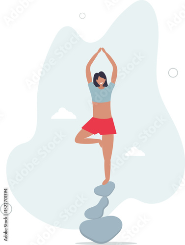 Harmony, balance or meditation, mindfulness relaxation for life wellness, zen or spiritual therapy, focus or concentration concept. character life .