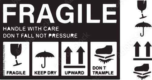 Fragile, shipping, label, packaging, handle with care, keep dry, upward, don't trample, warning, instructions, fragile items, delicate, parcel, delivery, transportation, package, box, shipping label, 