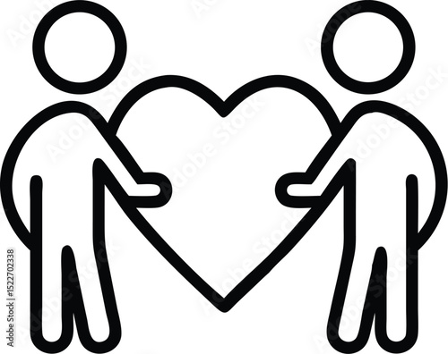 Two people holding heart shape vector illustration concept of love care and support community design