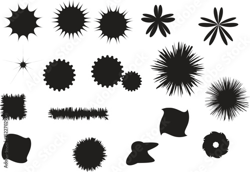 Vector illustration set of ink blots and gear sign
