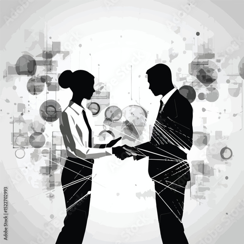 Professional Business Communication Technology Concept in Black and White for Marketing Materials and Presentations