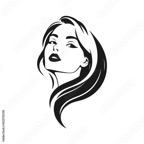 Elegant woman silhouette, female profile vector, beauty salon logo, lady face outline, stylish girl head design	