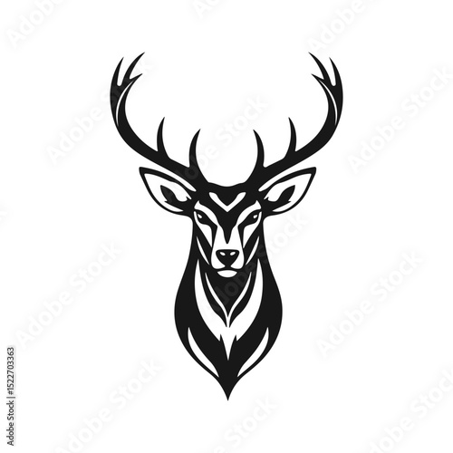 Deer head silhouette, deer face vector illustration, wild animal design, deer logo