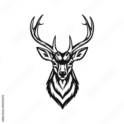 Deer head silhouette, deer face vector illustration, wild animal design, deer logo