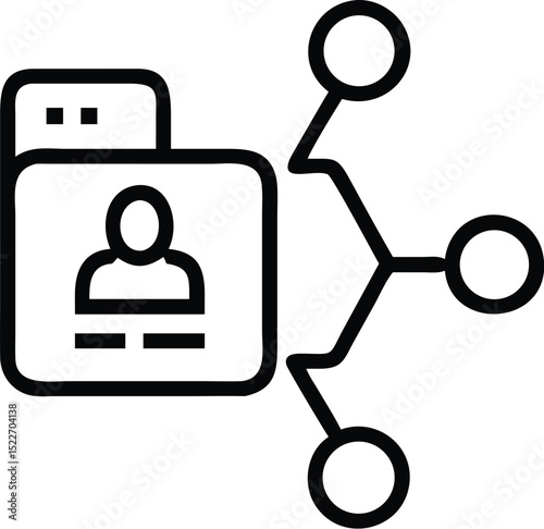 User profile data connection network diagram for social media and business communication concept