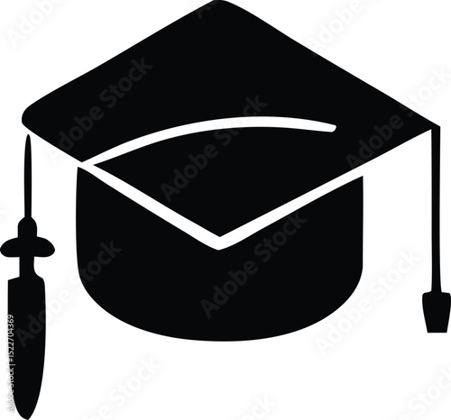 Simple black and white graduation cap icon illustration