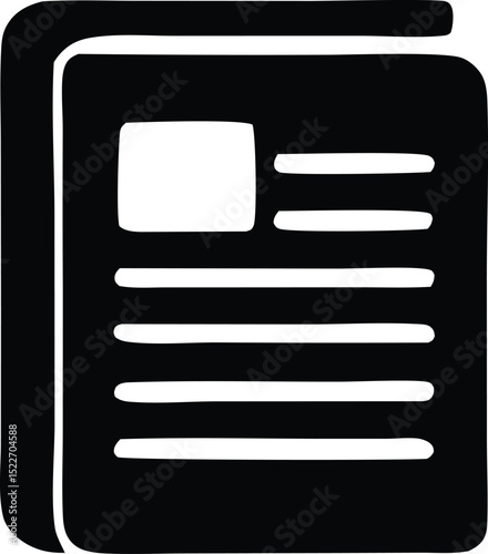 Simple black and white newspaper icon illustration graphic design