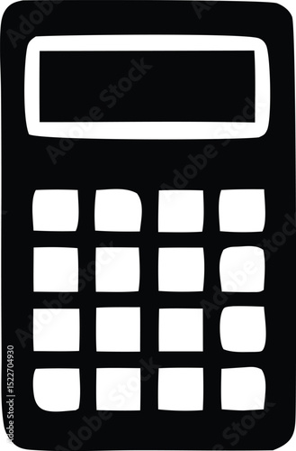 Simple black and white calculator icon illustration for digital use