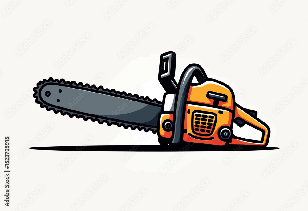 Flat vector illustration of a chainsaw in modern minimal style, featuring solid colors, thick black contour, and high contrast layout on white, ideal for equipment manuals or UI graphics
Flat vector illustration of a chainsaw in modern minimal style, featuring solid colors, thick black contour, and high contrast layout on white, ideal for equipment manuals or UI graphics