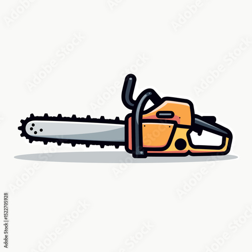 Vector icon of a chainsaw with bold black outline and flat color fill, designed without gradients on a white background, perfect for tool catalogs, industrial apps, or safety signage
