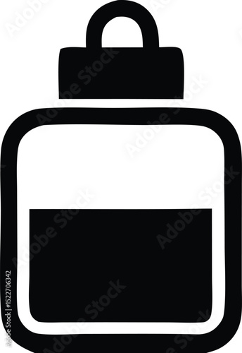 A simple black and white illustration of a jar or container with a lid