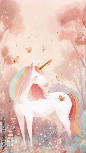 Whimsical Unicorn in a Dreamy Forest