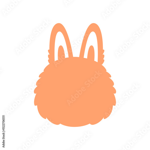 Silhouette of a cute fluffy bunny head with big ears in cartoon style. Vector illustration of an imaginary forest creature for children's art, vinyl toy design, or digital decor.