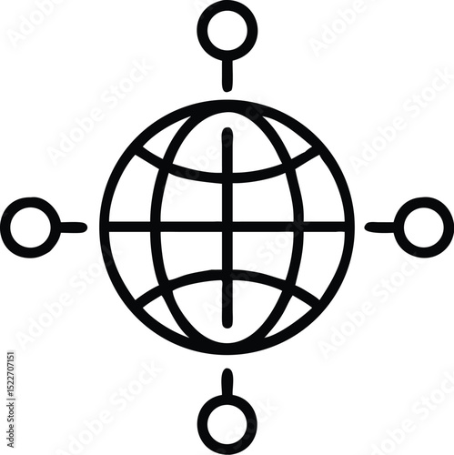 Global network connection icon vector representing worldwide communication and internet access point