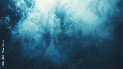 Abstract Blue Smoke Background with Soft Light and Airy Texture in Dark Backdrop
