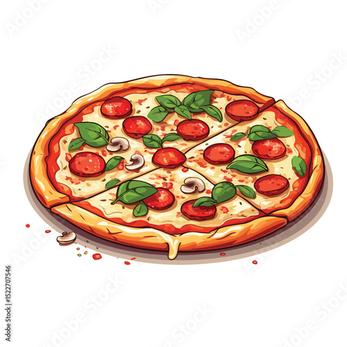Traditional Italian Pizza Food Symbol Vector Illustration for Restaurant Menus and Marketing Materials