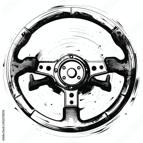 Professional Steering Wheel Racer Silhouette Illustration for Racing Events and Automotive Designs