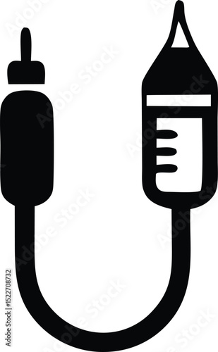 Vector illustration of a baby bottle connected to a cable or plug
