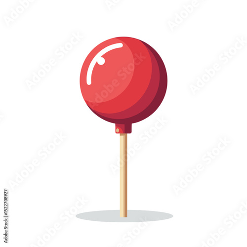 Illustration of a Red Lollipop Candy on a Stick, Sweet Treat, Simple and Clean Design