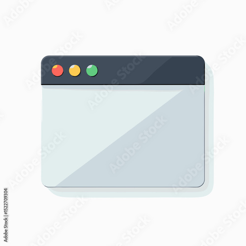 Simple Flat Design Web Browser Window Interface with Colored Control Buttons Illustration