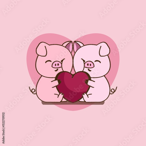 This adorable flat-style illustration features a smiling couple, the lovers cartoon each holding a half of a heart puzzle piece the lovers cartoon emotional connection and the lovers cartoon  a soft 