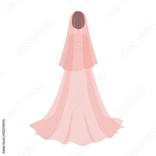 Elegant Pink Bridal Veil Illustration for Wedding Fashion and Ceremony Design, a Symbol of Love and Commitment