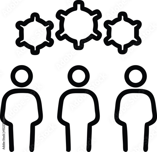 Teamwork collaboration strategy people management and business process optimization icon vector design