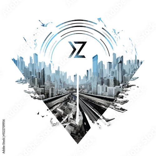 Professional VR 360 Degree Panoramic Arrow Symbol Vector Graphic for Innovations and Technology Concepts