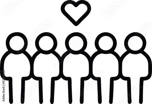Illustration of a group of people with a heart above them representing love and community support