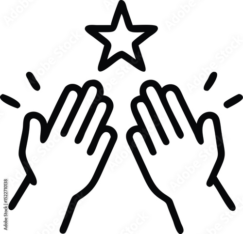 Hands clapping success achievement star rating feedback applause celebration appreciation icon vector