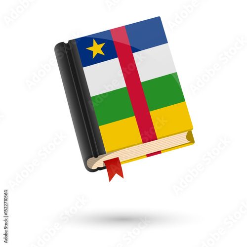 The book is covered in the flag of the Central African Republic. Vector illustration of 3D language book on white background.
