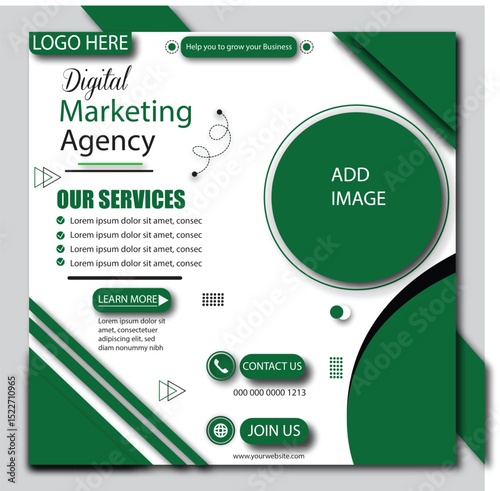 digital marketing agency grow your business with us social media post vector template
