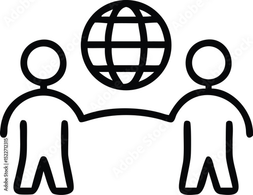 Global partnership collaboration icon vector representing international cooperation and teamwork network design