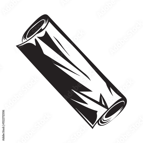 Roll of black plastic film wrapped in a spiral shape  