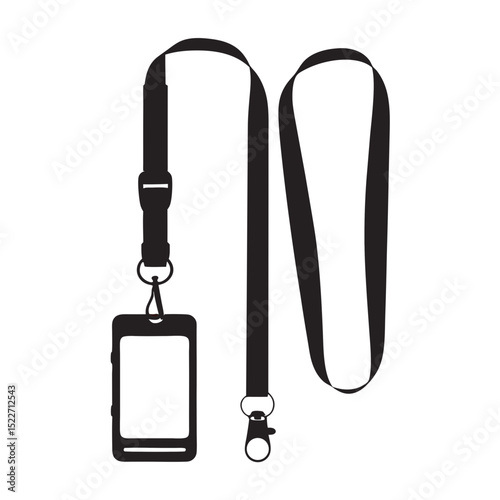 Black lanyard with blank ID badge holder for identification display  