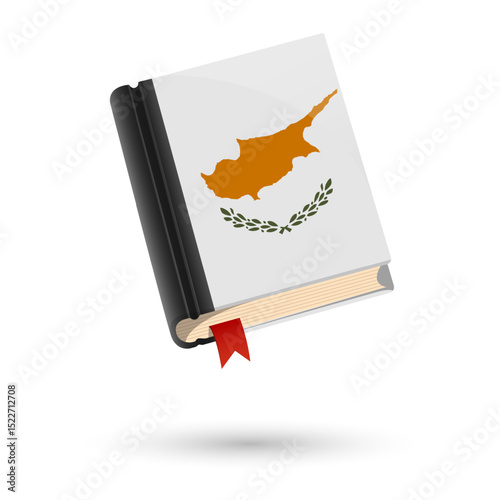 The book is covered in the flag of the Cyprus. Vector illustration of 3D language book on white background.