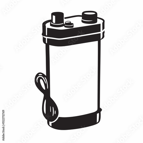 Battery with cable and connectors in monochrome 