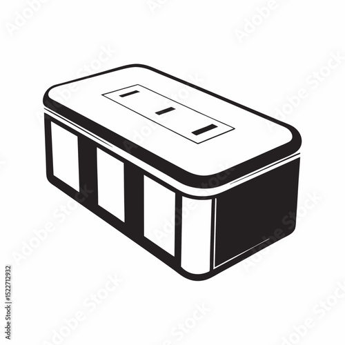 Portable power bank charger in minimalist black and white style  