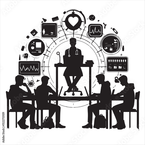Medical Professionals Collaborating Telemedicine and Healthcare Technology Consultation