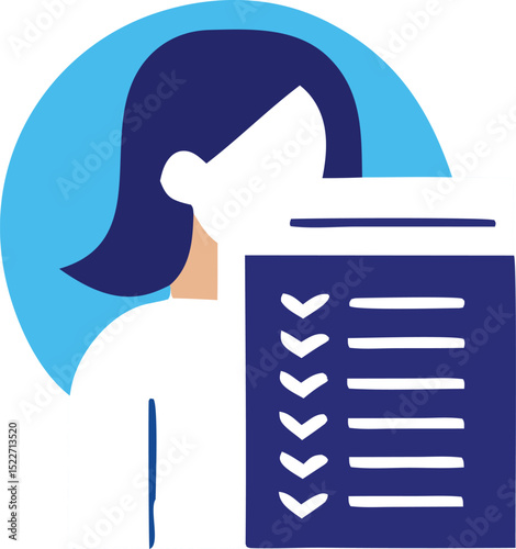 Woman holding checklist document icon representing task management and organization