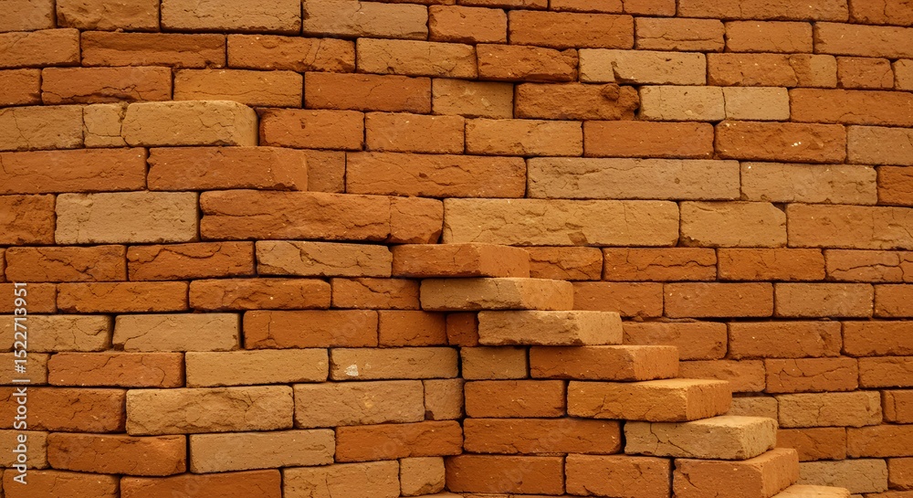 Obraz premium Orange Brick Wall with Irregular Stacking Pattern