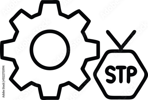 Stp gear configuration icon for mechanical settings and engineering process optimization graphic design